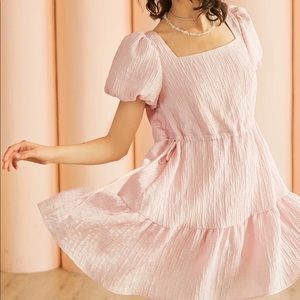 New J.ING Addison Pink Puff Sleeve Mini Dress Sz XS